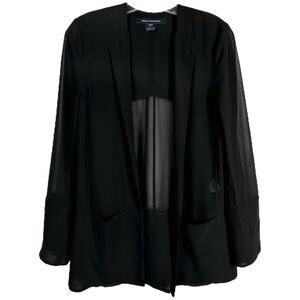French Connection Size 2‎ Blazer Jacket Shrug Semi Sheer Black Open Chiffon 1286